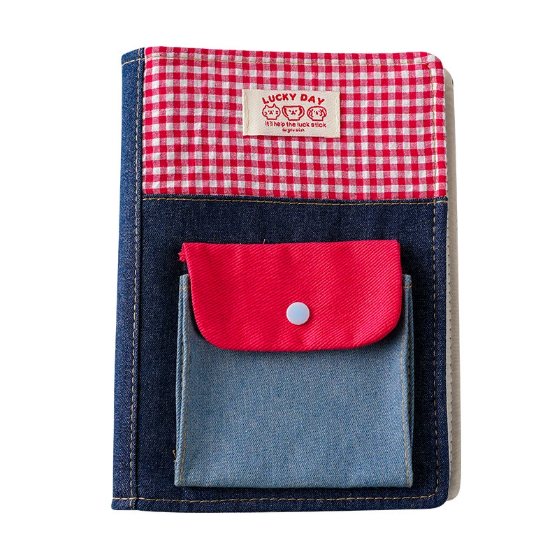 Notebook patchwork denim fabric A5, cloth cover with pockets, cute creative design