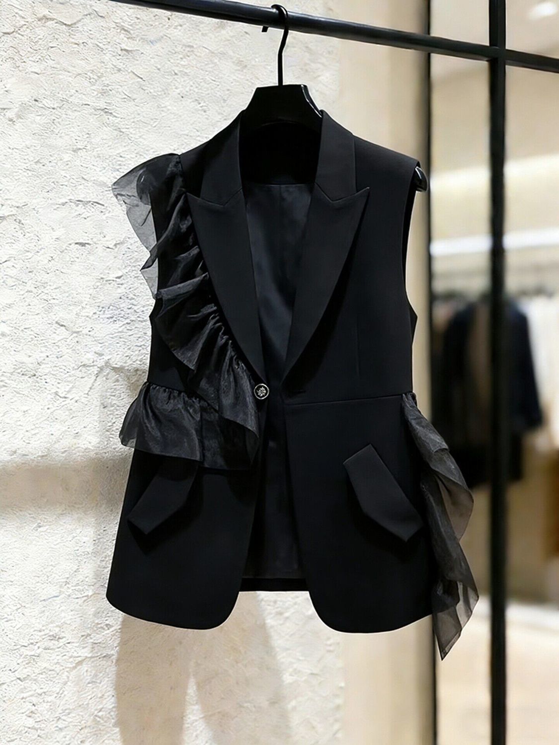 9569 French-Style Lazy Mid-Length Suit Vest for Women 2026 Spring and Autumn Design Loose Sleeveless Outerwear