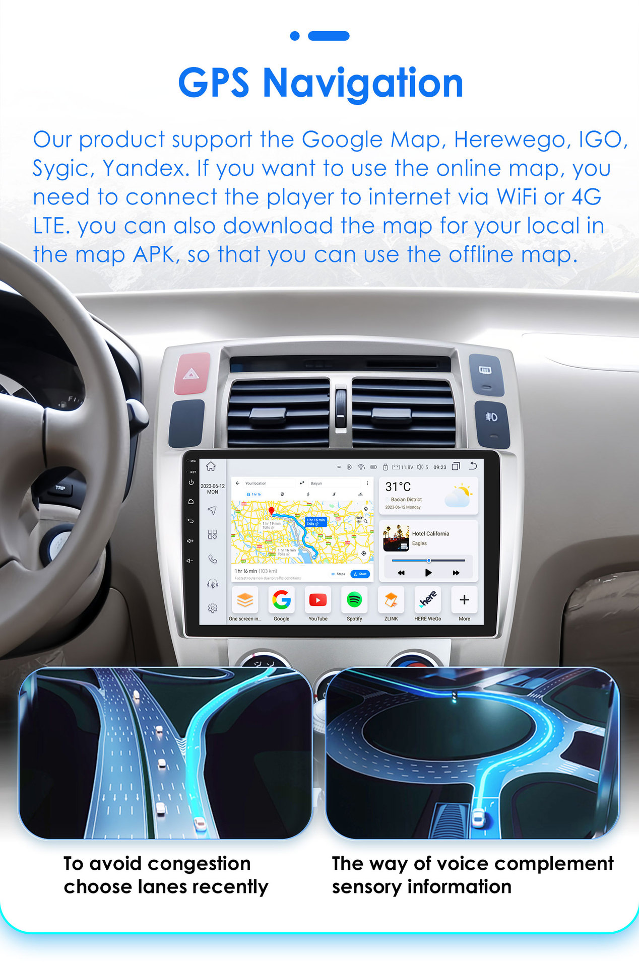 10-inch for 04-09 Hyundai Tucson reversing Image car Android intelligent GPS navigation all-in-one machine