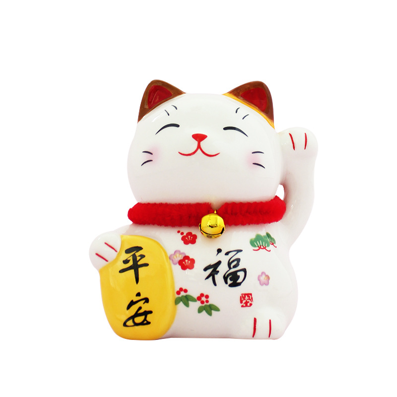 Estilo japonés lingote de oro gato de la suerte pequeña decoración de cerámica regalo de apertura cajero casa entrada sala de estar decoración de escritorio