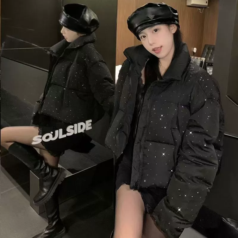 White black down jacket with down, increased thickness, for teenagers