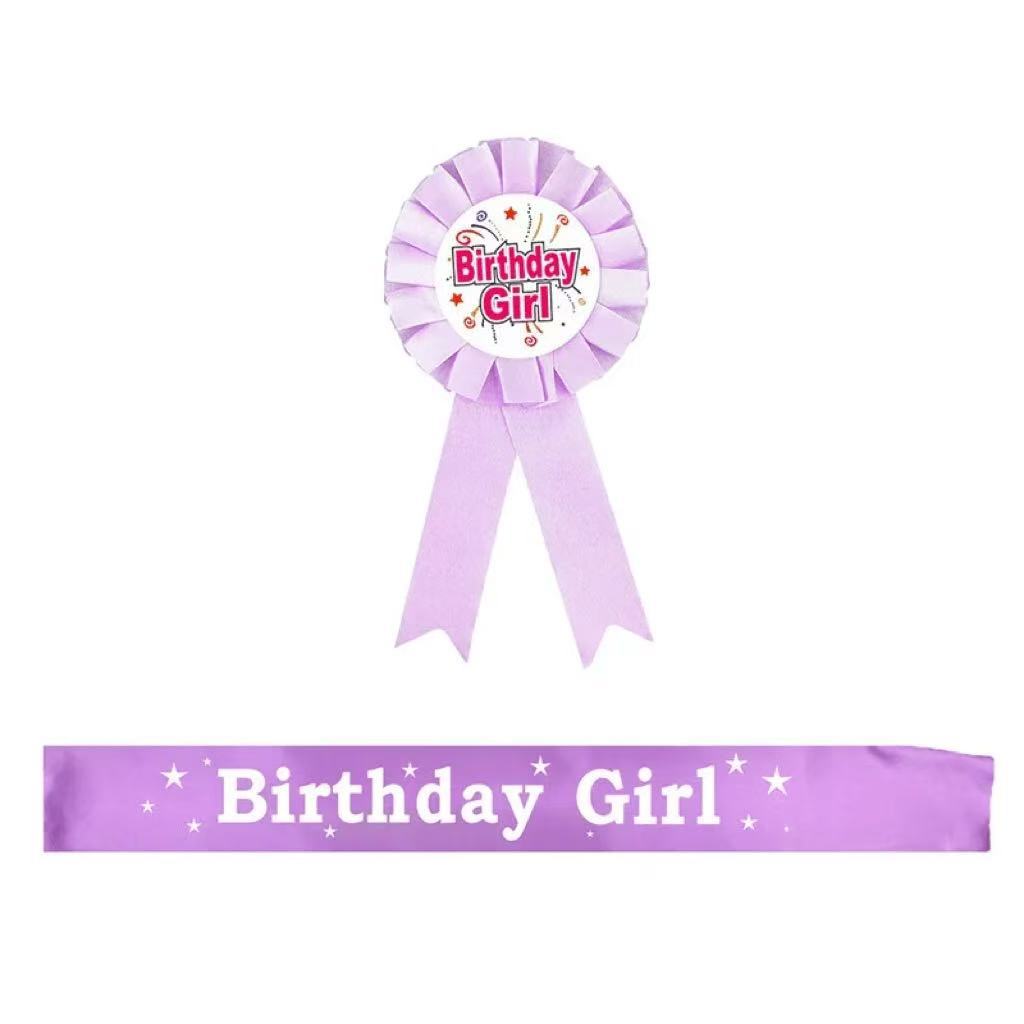 Birthday girl queen insignia de cumpleaños insignia de encaje accesorios para fotos suministros para fiestas de cumpleaños