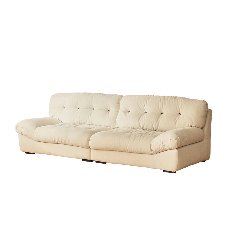 Nube italiana sofá crema estilo minimalista diseñador abajo sala de estar pequeño apartamento fila recta sofá de tela Foshan