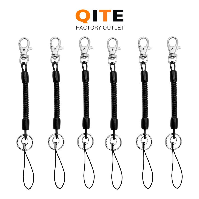 Metal Keychain Spring Rope Transparent Color Plastic Stretch Rope Color Telescopic Rope Mobile Phone Key Anti-lost Hanging Buckle