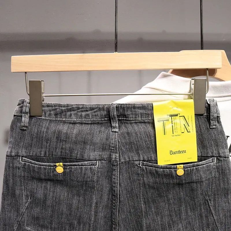 Short d'été fin pour hommes, marque de mode 2024, nouvelle poche diagonale, version coréenne, slim fit, pantalon élastique cinq quarts, tendance_voghion.com