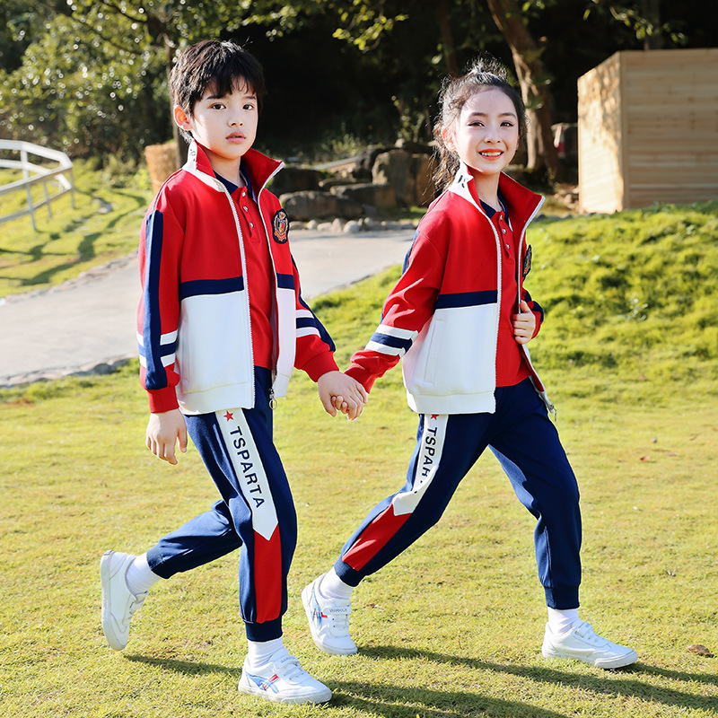 Preschool uniform set of three for spring and autumn, primary school student school uniform, summer children class uniform, sports uniform, British academic style