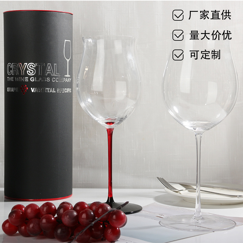 Tazas de vino rojo y negro de lujo ligero moderno, tazas de vino rojo, tazas de vino de restaurante, tazas de vino de alto nivel