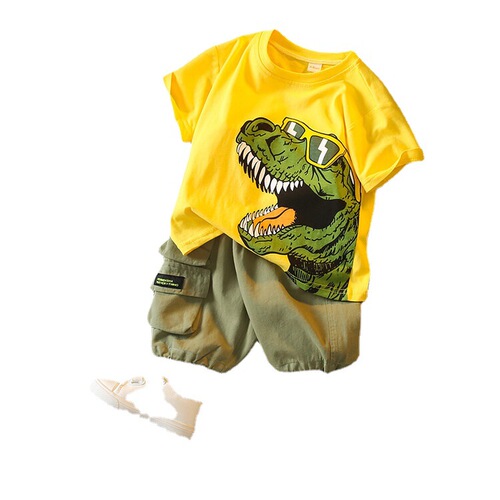 Boys' Summer Outfit Set  New Korean Style Children's Stylish Clothes Trendy Boy Summer Cool Fashion Two-Piece Set