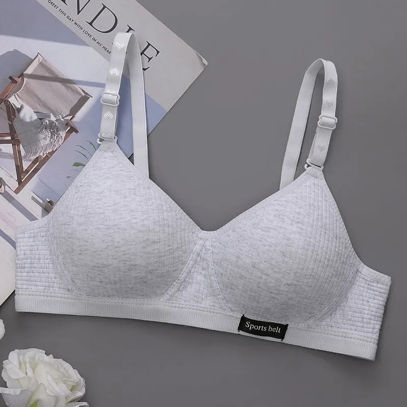 Sutiã canelado push-up sem aro para meninas, lingerie sexy e respirável, fino e confortável, ideal para estudantes do ensino fundamental e médio._voghion.com