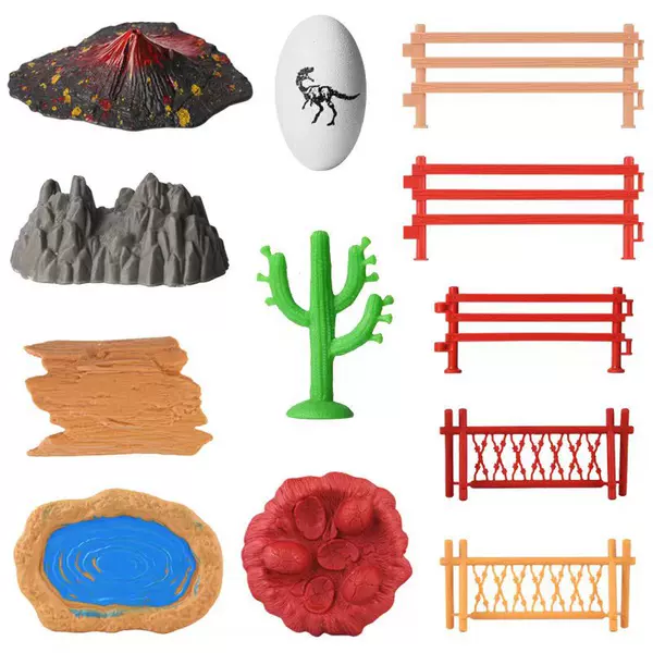 Sand table simulation dinosaur toy scene accessories simulation dinosaur eggs volcano stone fence map animal fence