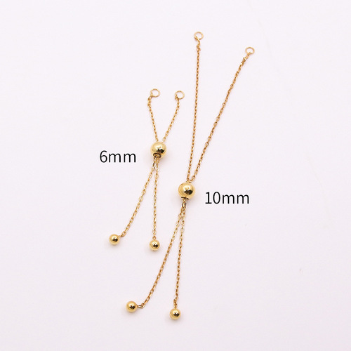 S925 sterling silver double bead silicone bead extension chain DIY semi-finished tail chain elastic extended cross adjustment chain