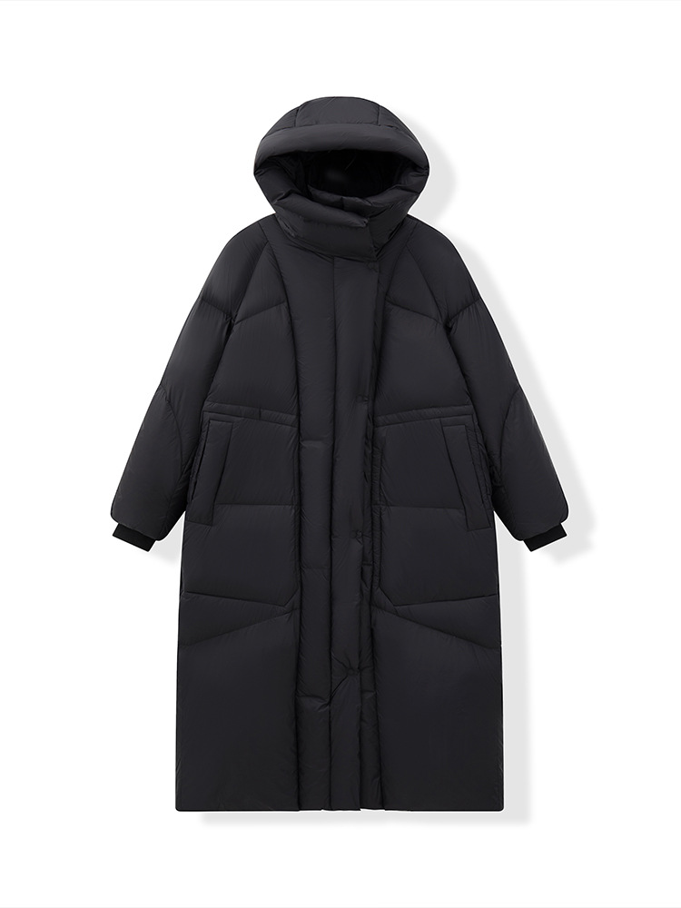 Jiangnan alargada y gruesa chaqueta de plumón a prueba de frío de alta altura de 90 chaqueta blanca con capuz sobre la rodilla chaqueta de invierno de mujer
