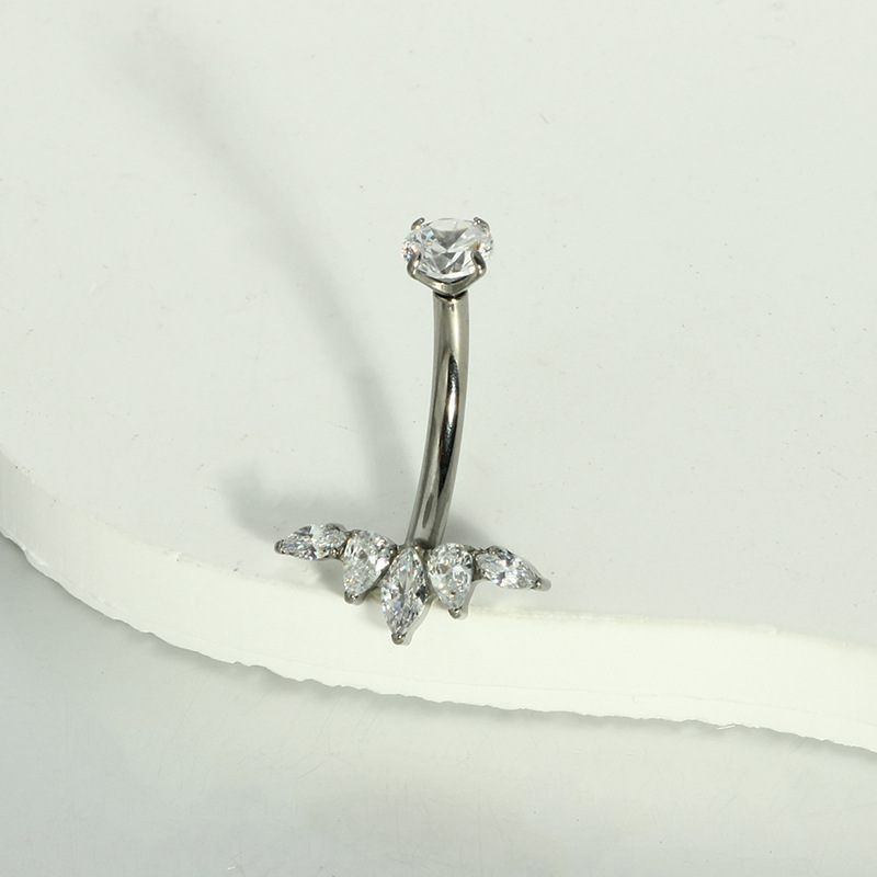 G23 Titanium Navel Ring with Zircon Inner Tooth Belly Button Piercing Jewelry Wholesale detail image 7