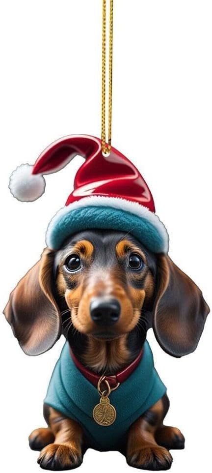 Transfronterizo nuevo perro de Navidad árbol de Navidad decoración colgante de acrílico plano regalo de Navidad decoración colgante