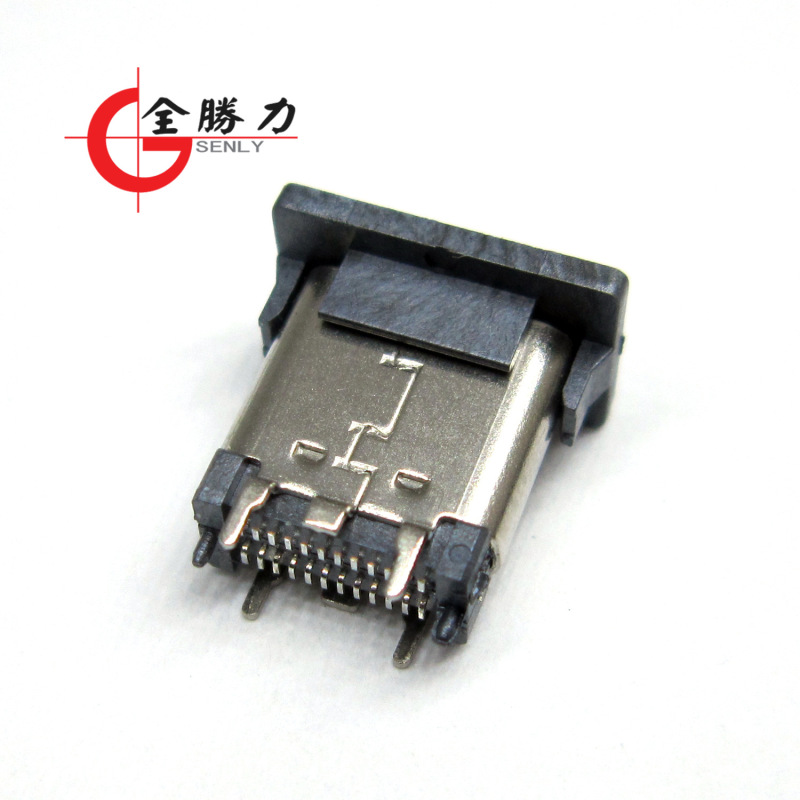 Type C24P Female Connector with Stand, 8.8 9.3 10.0 10.5, with Small Feet, Upright Mounting Plate, 3.1 Interface 5A Type C24P Female Connector with Stand, 8.8 9.3 10.0 10.5, with Small Feet, Upright Mounting Plate, 3.1 Interface 5A