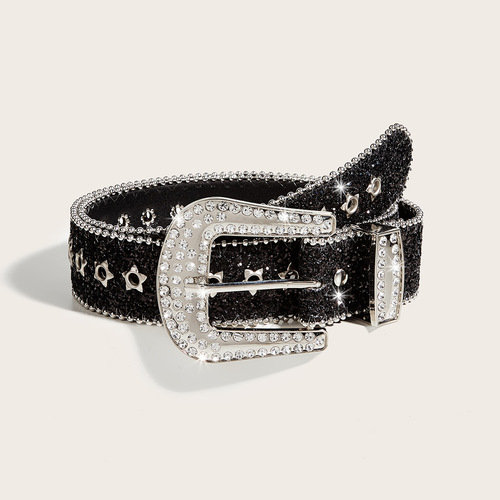 Rhinestone belt women's ins style wide belt decoration European and American fashion personality sequined jeans with versatile design