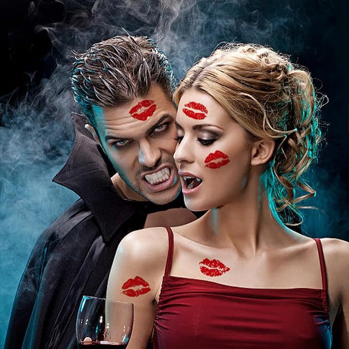 Cross-Border Popular Valentine's Day Heart Red Lip Tattoo Stickers Lip Print Kiss Stickers Prom Couple Confession Cartoon Funny