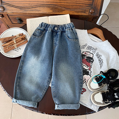 Children's Jeans 2025 Autumn New Fashion Kids' Pants Boys Korean Style Versatile Pants Baby Stylish Loose Outerwear
