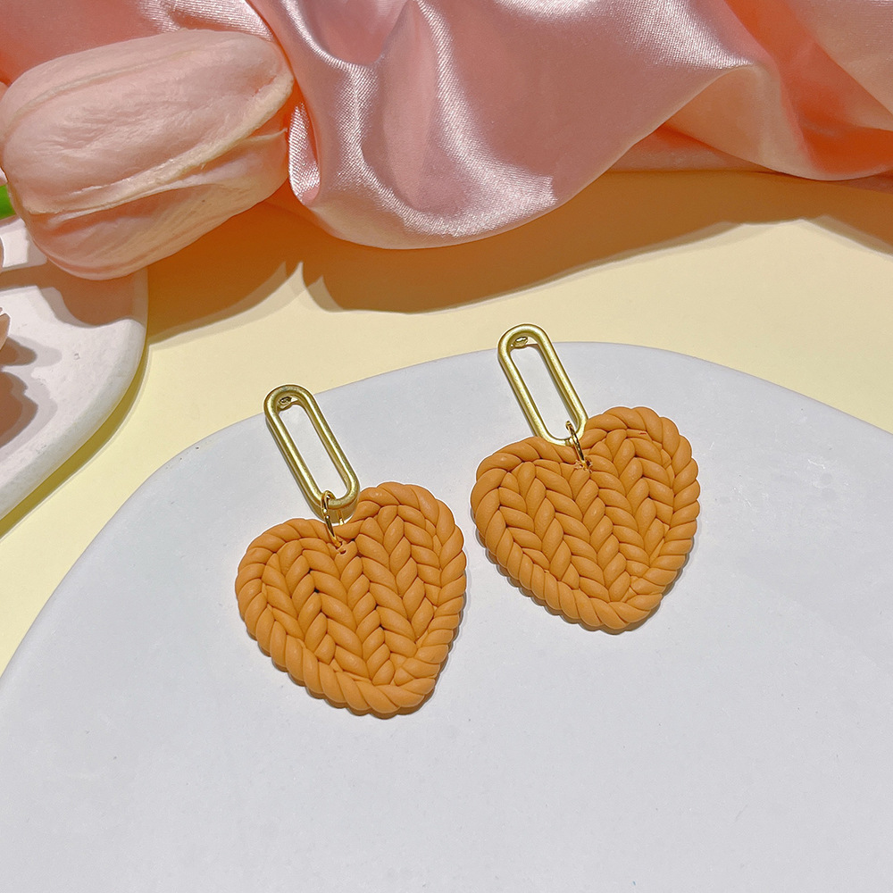 11g Weight Drop Earrings Classification 1 Pair Quantity Daily Occasion soft clay Material Heart Shape Pattern Women'S Gender Handmade Design Simple Style Style Simple Style Heart Shape Soft Clay Handmade Women's Drop Earrings 1 Pair 13