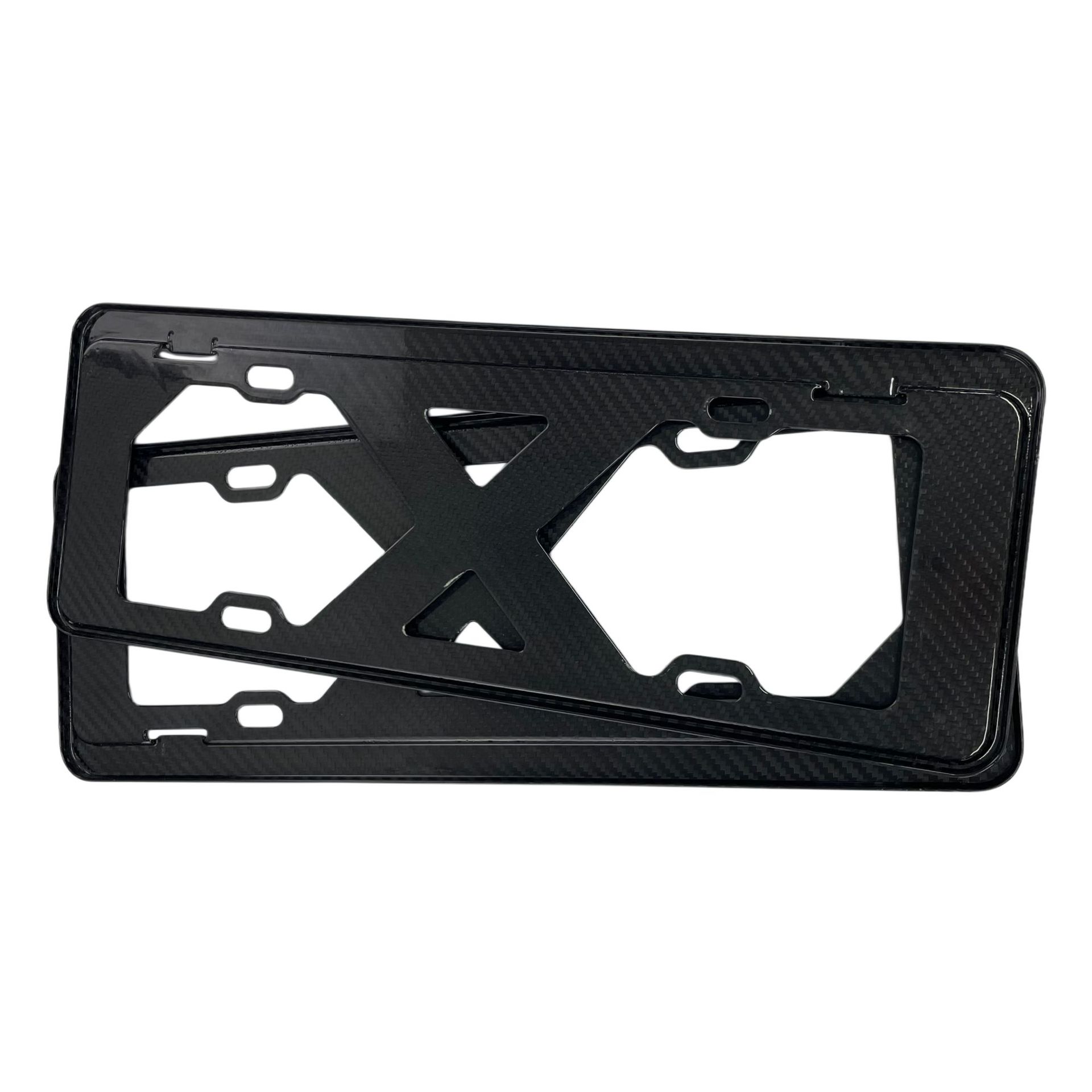 Car Carbon Fiber License Plate Frame, Dry Carbon 3K Twill, Universal for Fuel Vehicles with Blue and Green Plates, Can Be Silk-Screened with Logo