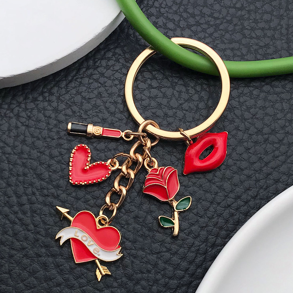 1 Piece Quantity Lady Simple Style Heart Shape Floral Zinc Alloy Unisex Keychain