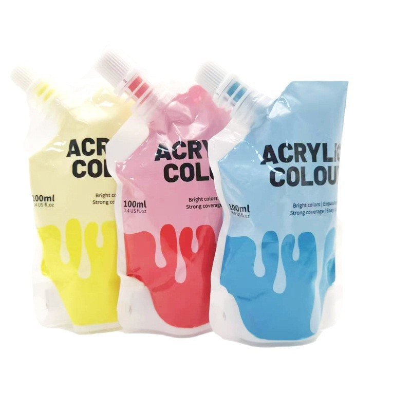 Acrylic pigment 100ml squeeze bag supplement liquid, waterproof, sunscreen, children's art, formalde