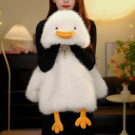 男女童冬季新款毛茸茸萌宝可爱小鸭子亲子冬天仿貂毛兔毛加厚外套