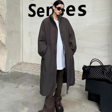 高端鹅绒长款风衣羽绒服女2025冬季新款超厚收腰大码过膝跨境外套