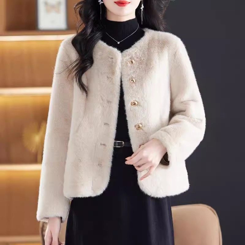 Fur Integrated Imitation Mink Velvet Outwear for Women Winter 2026 New Classy Environmentally Friendly Cardigan Short Thickeneded Fur Outwear