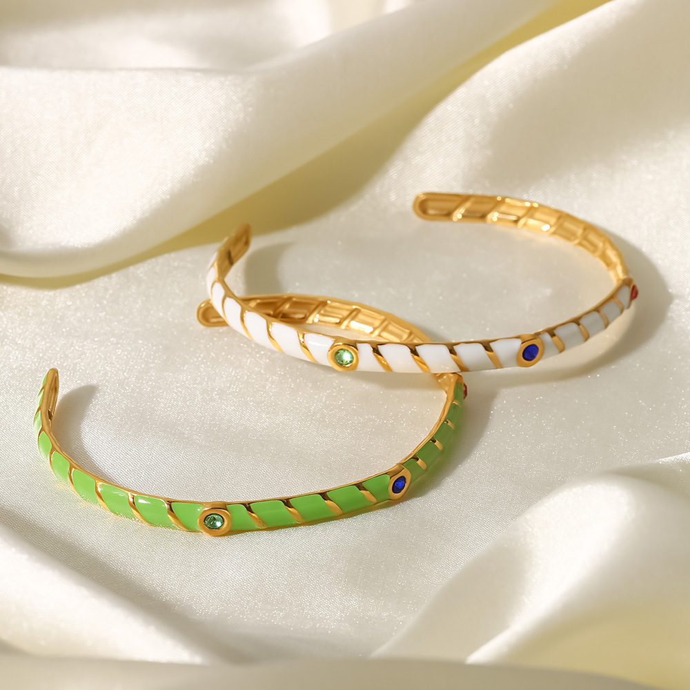 Fashion Geometric Stainless Steel Bracelets Gold Plated Zircon Stainless Steel Bracelets