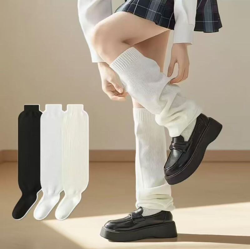 Cute White Knee-High Socks for Girls, Loose Long Socks for Women, Suitable for Pairing with Small Leather Shoes in Jk Style, Japanese Style