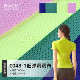 低弹洞洞布瑜伽服吸湿排汗针织网布速干面料运动服内里网网孔
