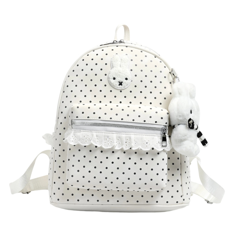 Nuevo estilo coreano dulce simple mochila pequeña mochila de conejo punto ondulado lindo mochila de alto valor de la cara fuera de la mochila de estudiantes de viaje