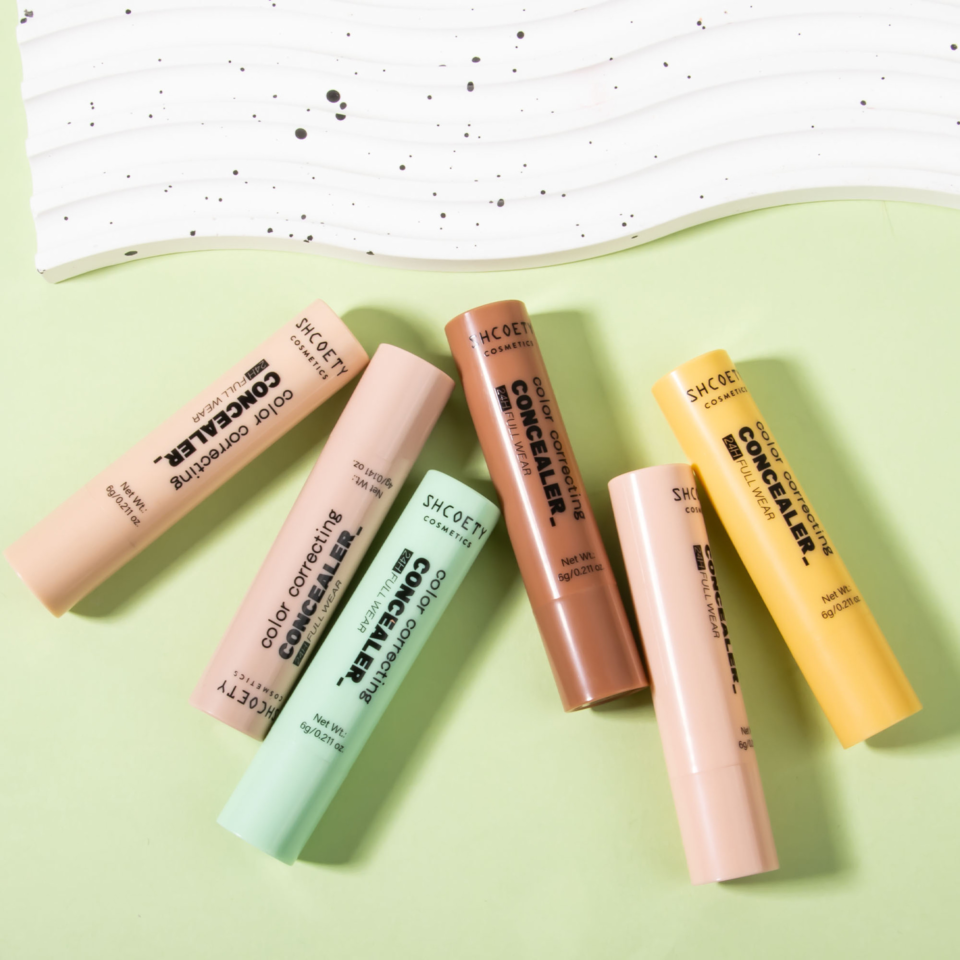 SHCOETY Cross-border Exclusive Rotating Concealer Set 6-color Natural Three-dimensional matte Concealer Stick Facial Contouring pen undefined