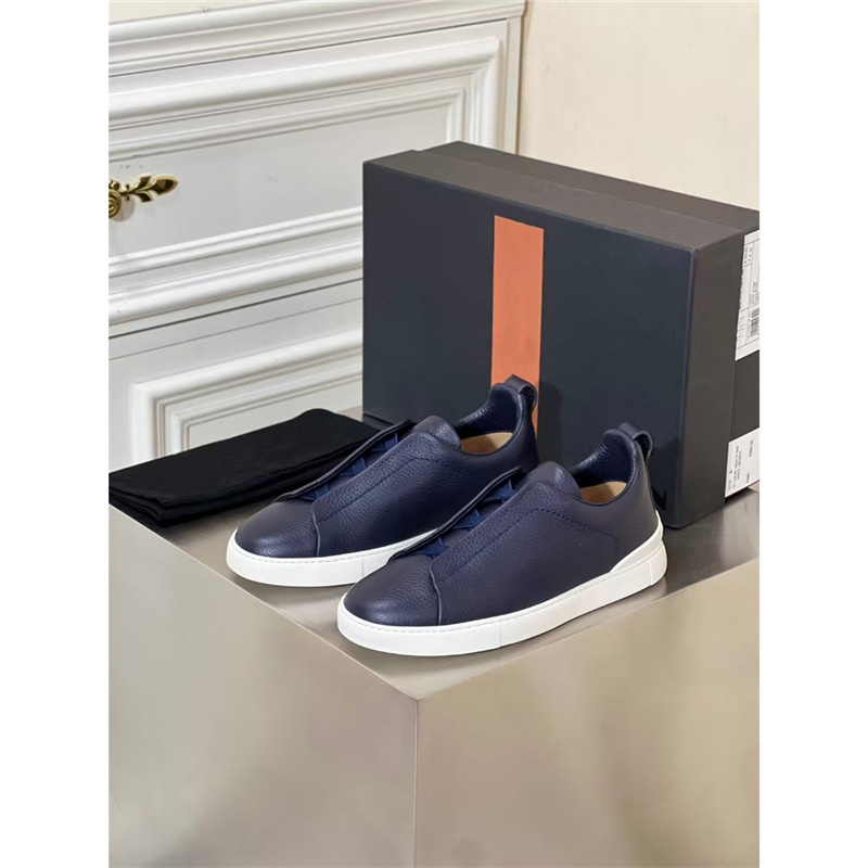 Herren Leder Sneaker Zum Reinschlüpfen Elastische Freizeitschuhe_voghion.com