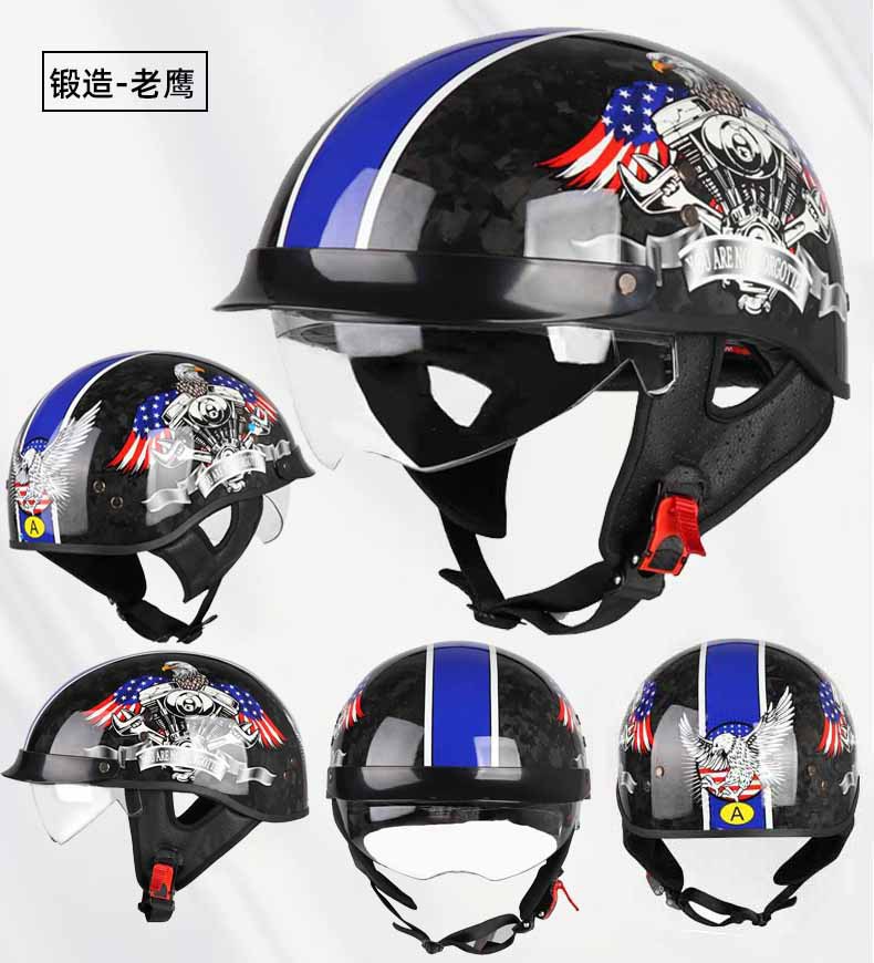 Carbon fiber half helmet motorcycle helmet retro 3C certified men's summer helmet for motorcycles, motorbikes, electric vehicles, women's all-season helmet
