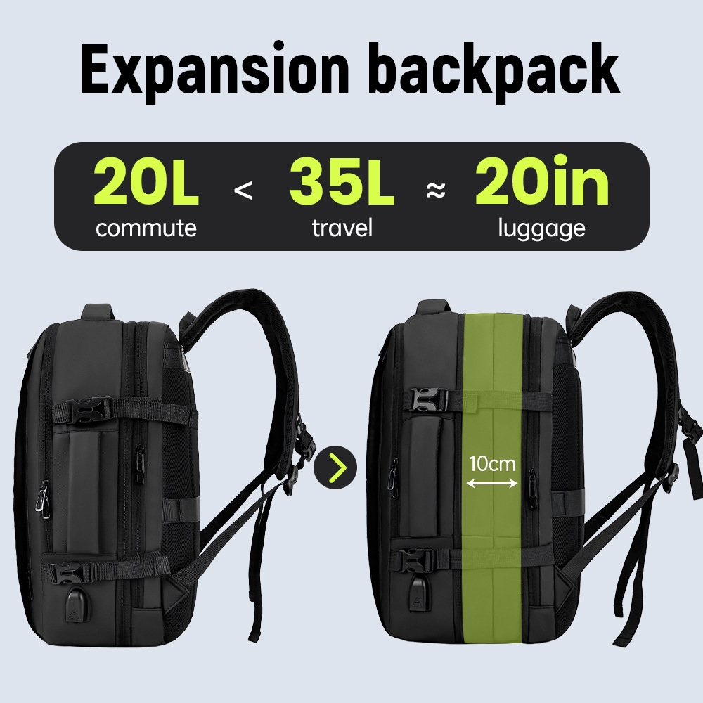 Sac à dos extensible grande capacité pour homme, idéal pour les voyages d'affaires et compatible avec les ordinateurs portables jusqu'à 16,1 pouces._voghion.com
