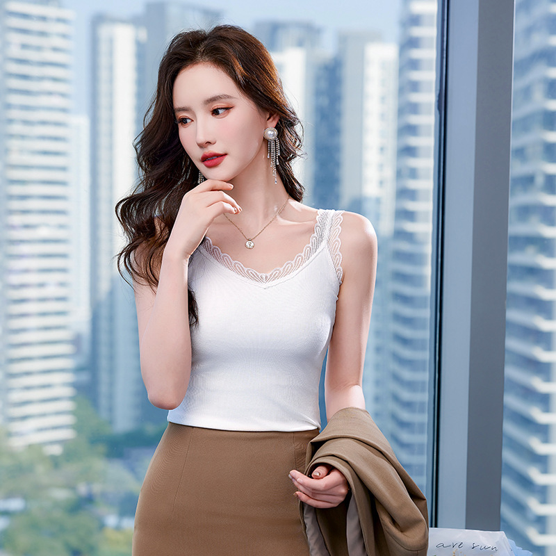 Lace Camisole Women's Inner Wear Sleeveless Top High-end Sense White Explosive V-neck Suit Base Shirt