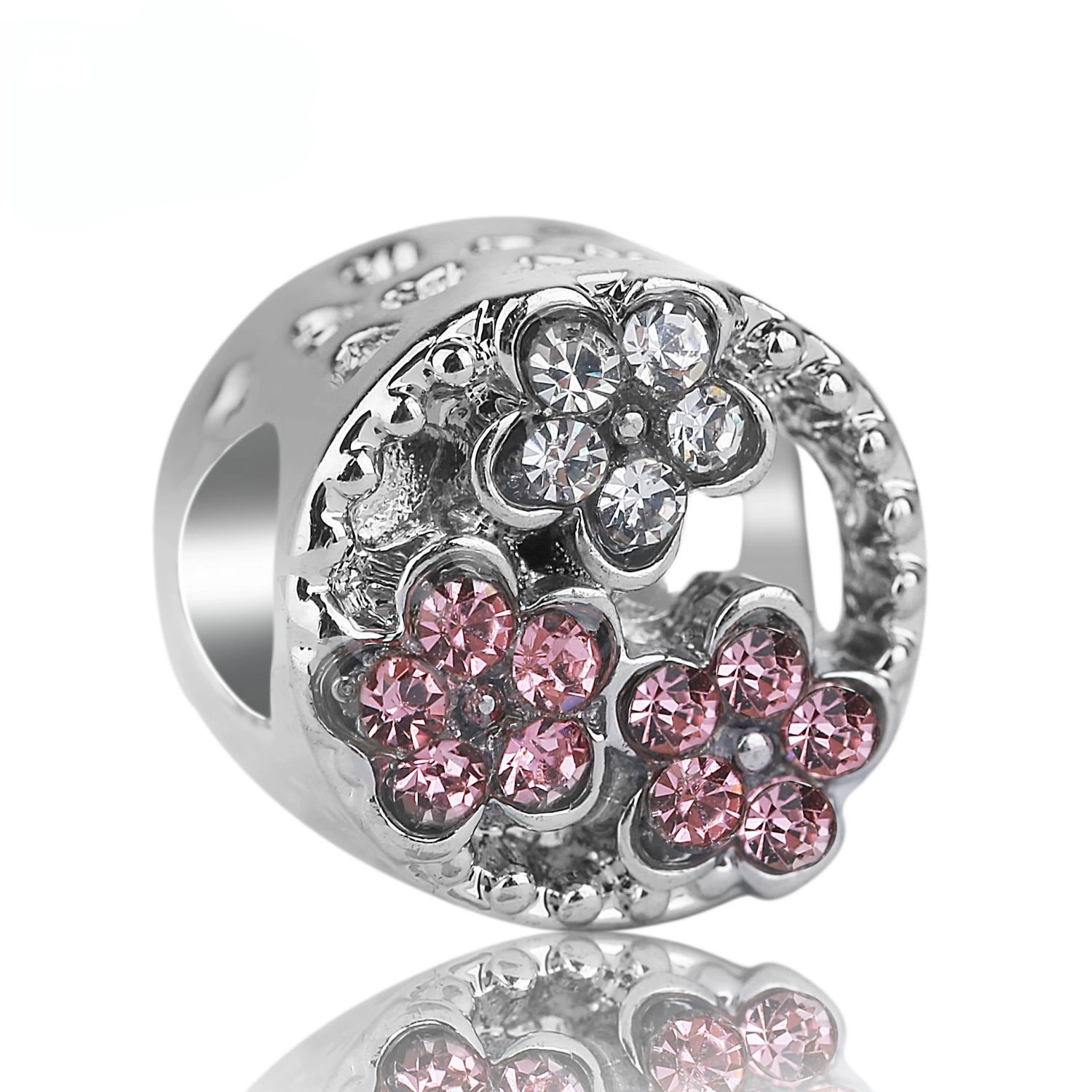 Серебряный браслет Huìyuè (), круглые бусины, DIY, 2018, инкрустирован diamonds