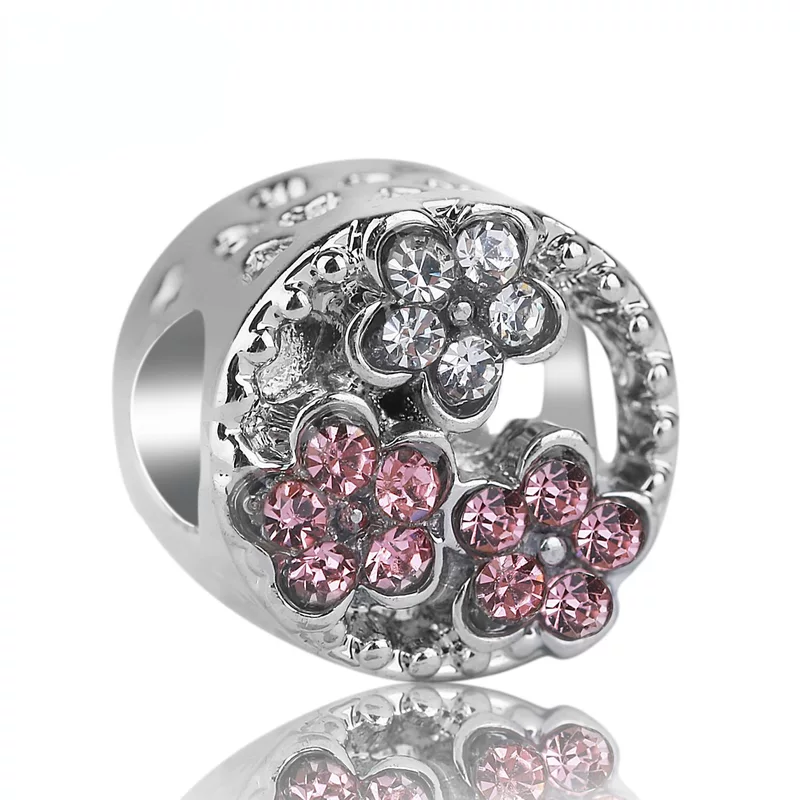 Серебряный браслет Huìyuè (), круглые бусины, DIY, 2018, инкрустирован diamonds