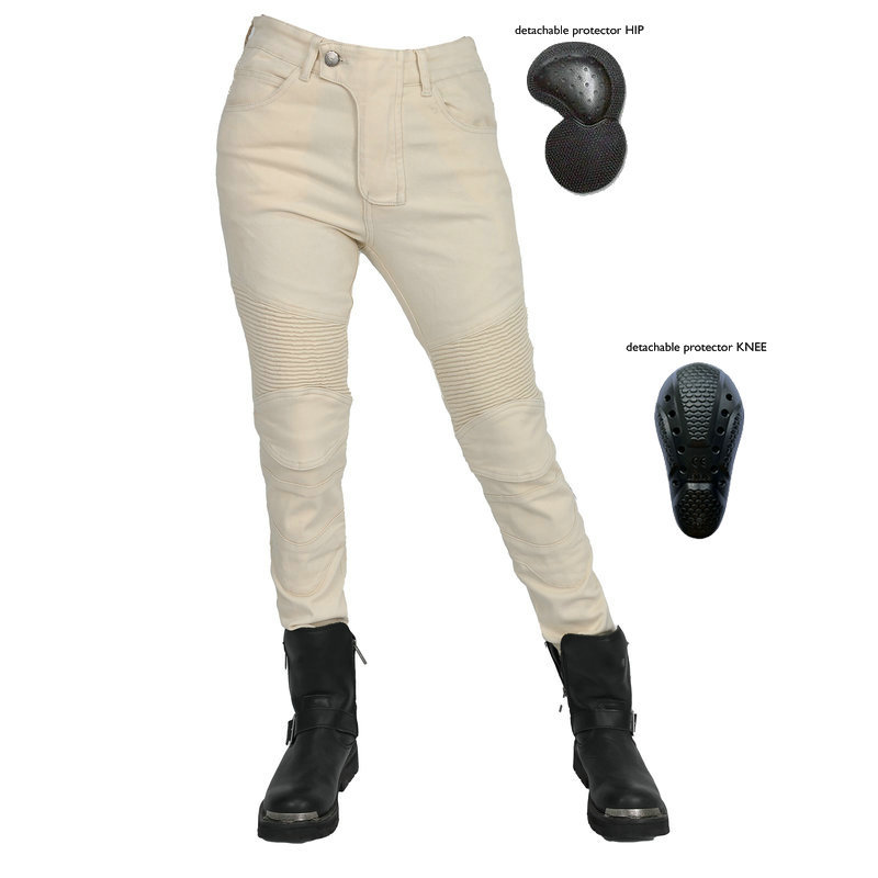 Volero motocicleta jeans Mujer Caballero vintage beige casual ciclismo pantalones estiramiento a prueba de agua coche Pantalones