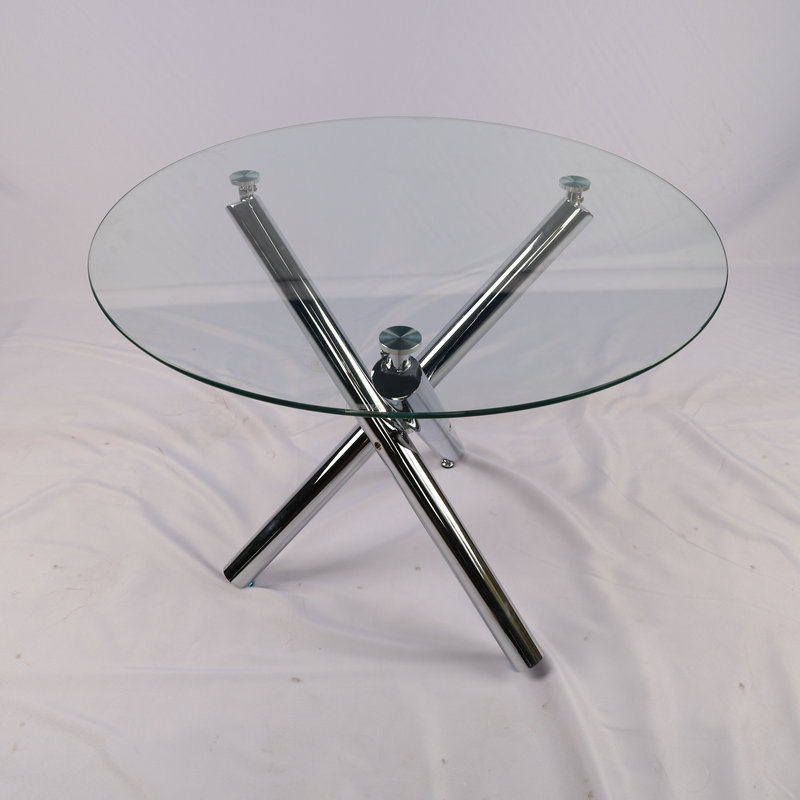 Mesa de vidrio temperado de comercio exterior, mesa de negociación de lujo ligera y alta, mesa de comedor de vidrio image 4