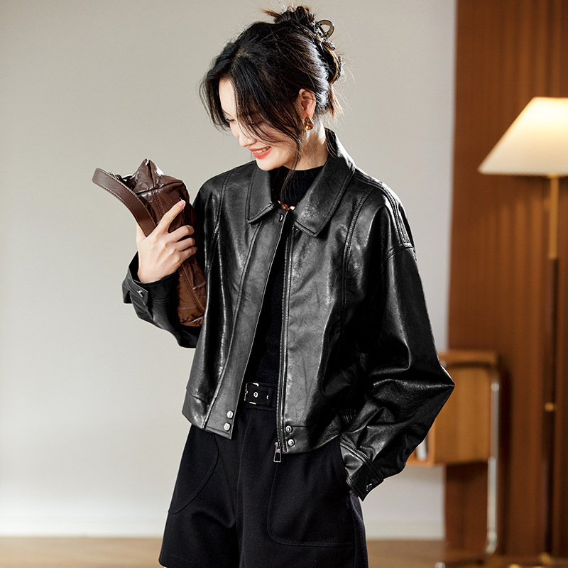 短款皮衣外套女酷飒风2025春秋新款复古机车夹克PU皮美拉德上衣女|undefined