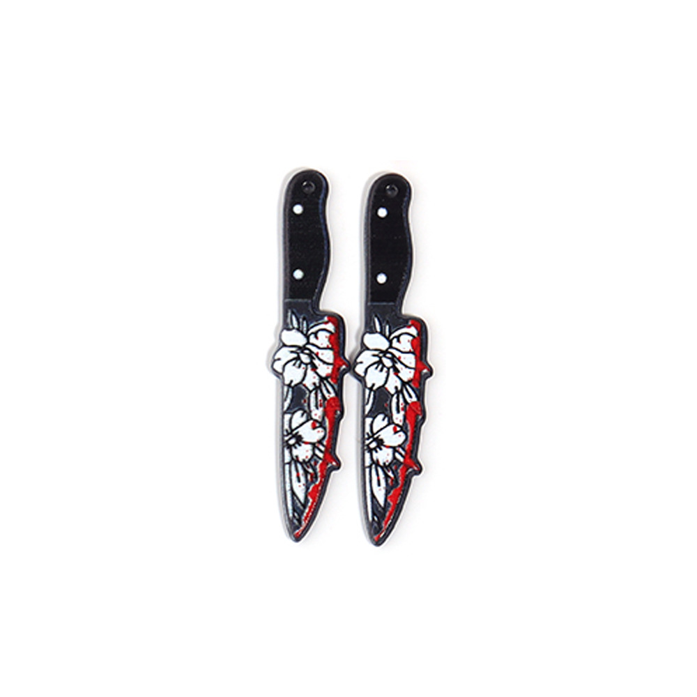17g Weight Pendant Jewelry Making Type 52*14mm, 56*12mm, 56*14mm Jewelry Making Size DIY Jewelry Accessories Classification 10 PCS/Package Quantity Acrylic Material Halloween Festival Blade, Letter Pattern Printing Design Hip-Hop, Retro, Funny Style 10 PCS/Package 52*14mm 56*12mm 56*14mm Arylic Blade Letter Pendant 10