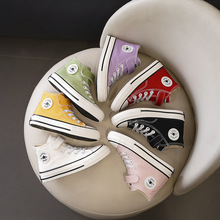 儿童高帮帆布鞋女童鞋子2025春秋新款潮透气男童小白鞋小孩子布鞋