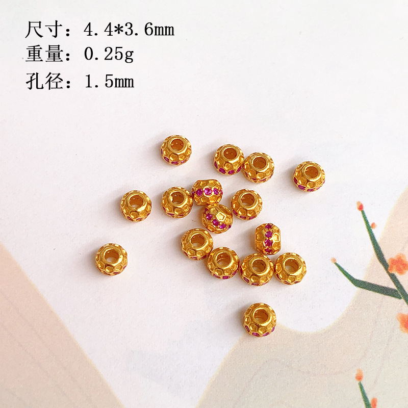 S925 Silver Gold Plated with Diamond Spacer Love Lion Dance Bead Bracelet Accessories Diy Accessories Semi-finished Products