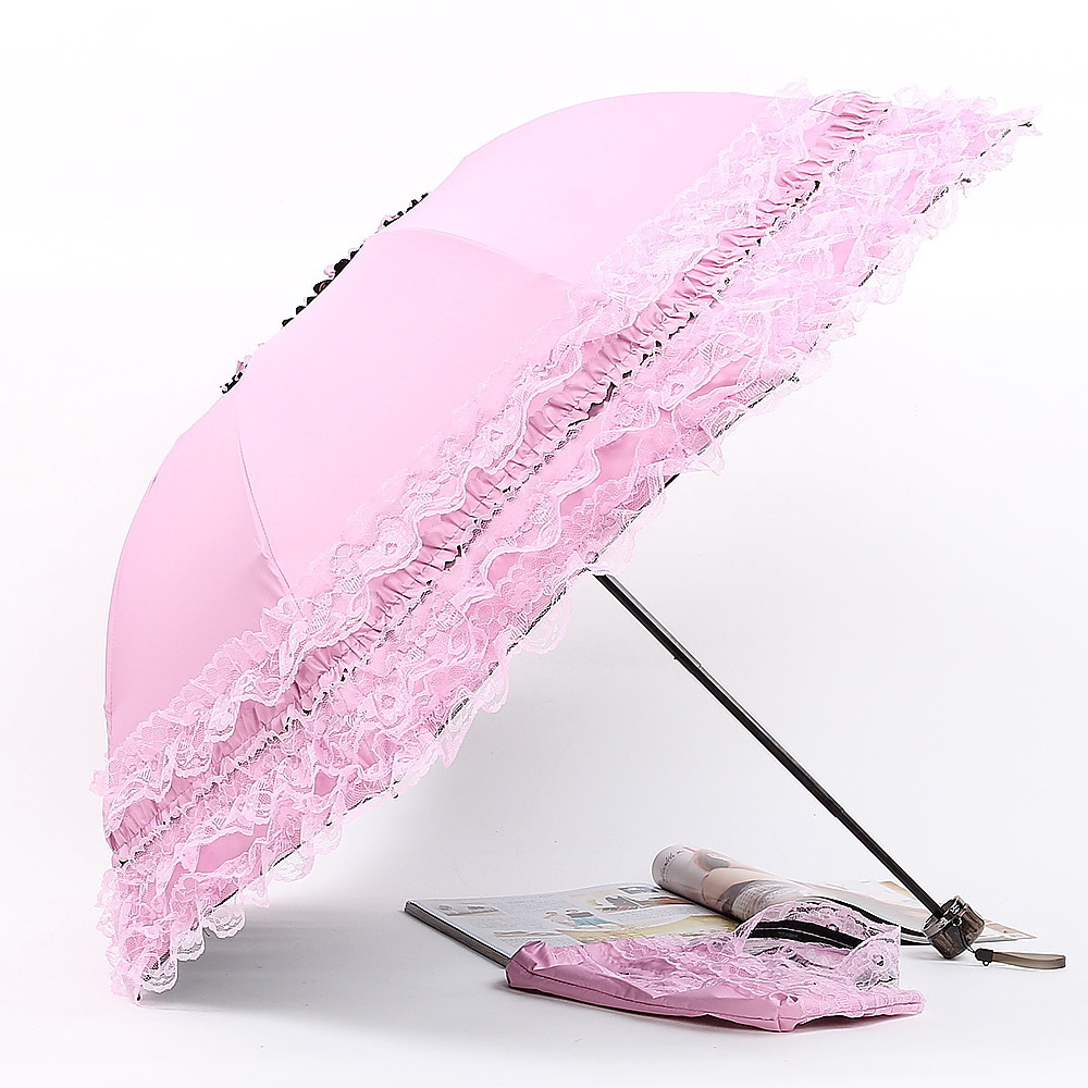 跨进新品公主洋伞蕾丝花边太阳伞黑胶图层防晒伞晴雨两用折叠伞女-阿里巴巴