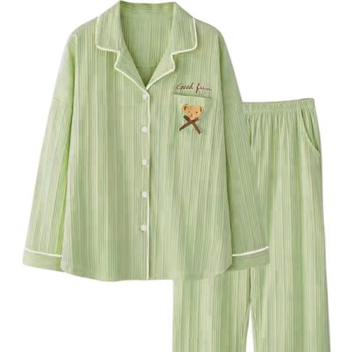 源工場2024新型パジャマ女性長袖薄手ネットレッドins風新型カジュアル快適家庭服カバー