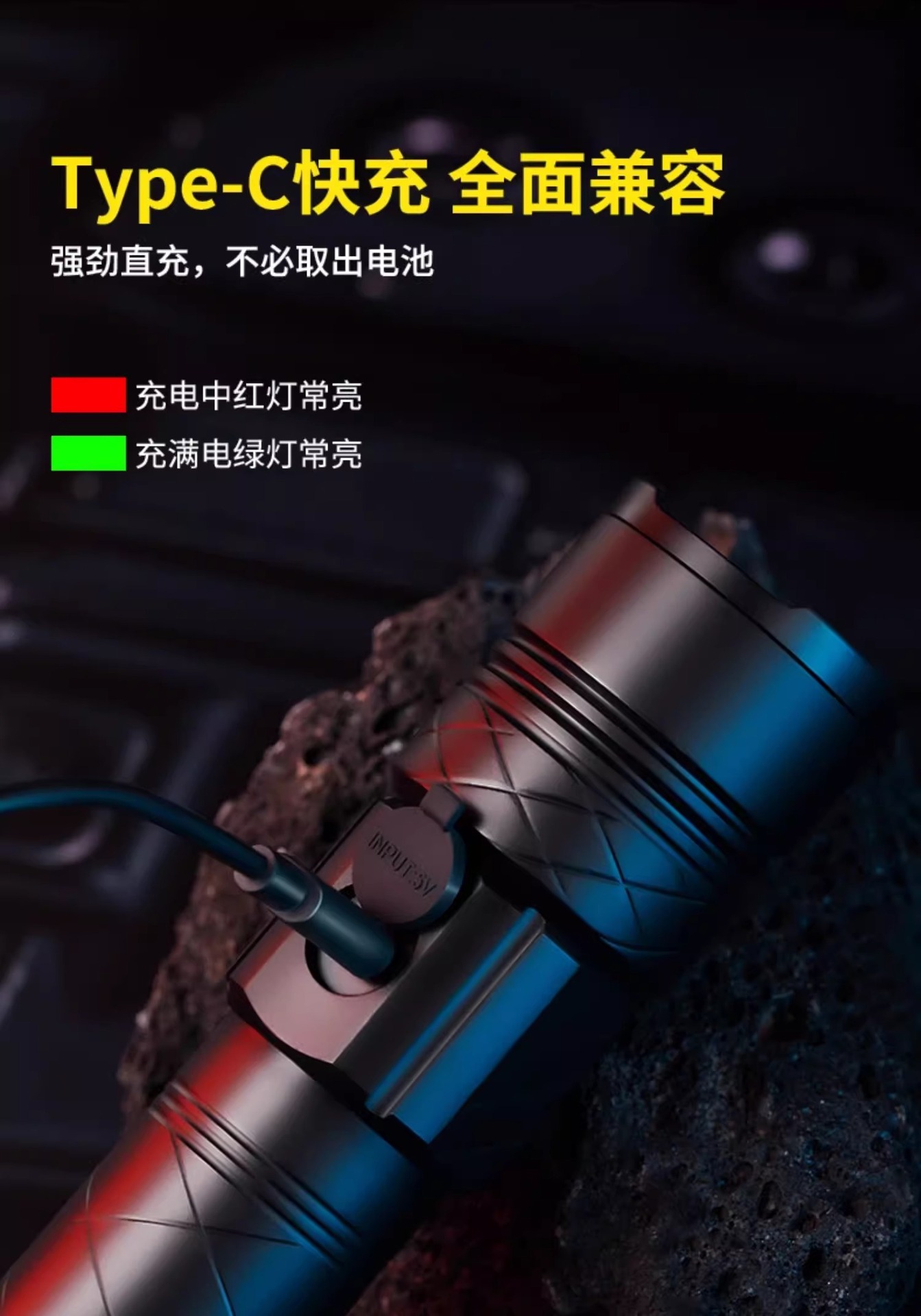 Oaks strong light super bright flashlight outdoor rechargeable long-range small mini portable led flashlight work light