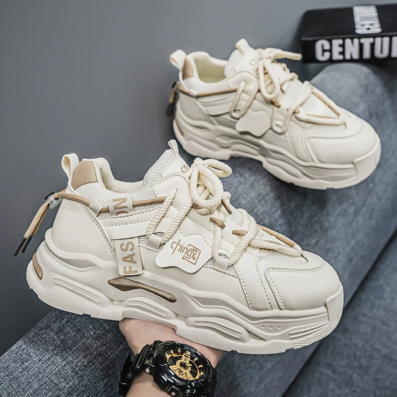 Guochao мужская обувь весенняя новая дышащая сетка обувь мужская мода дикие кроссовки на толстой подошве повседневная папочка обувь